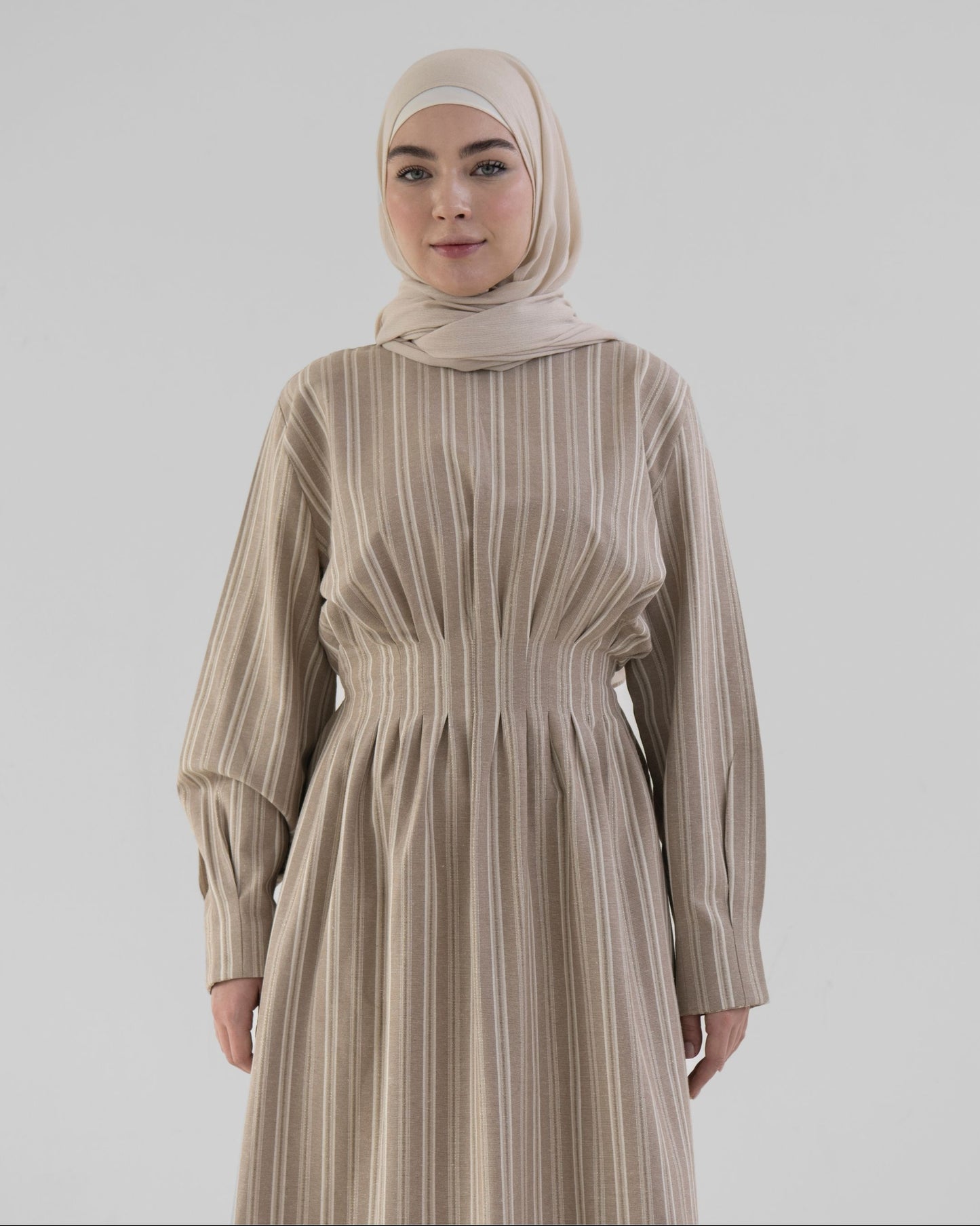 Contoured beige dress