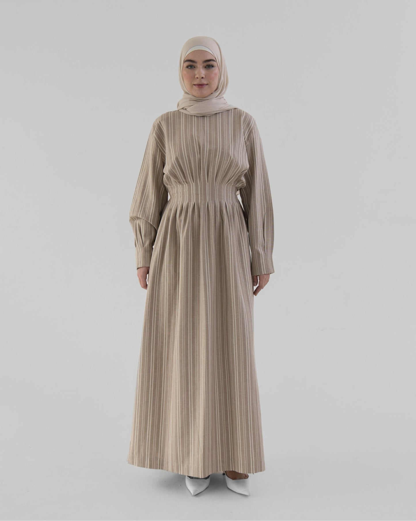 Contoured beige dress