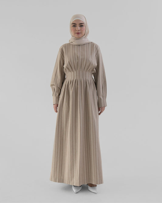 Contoured beige dress