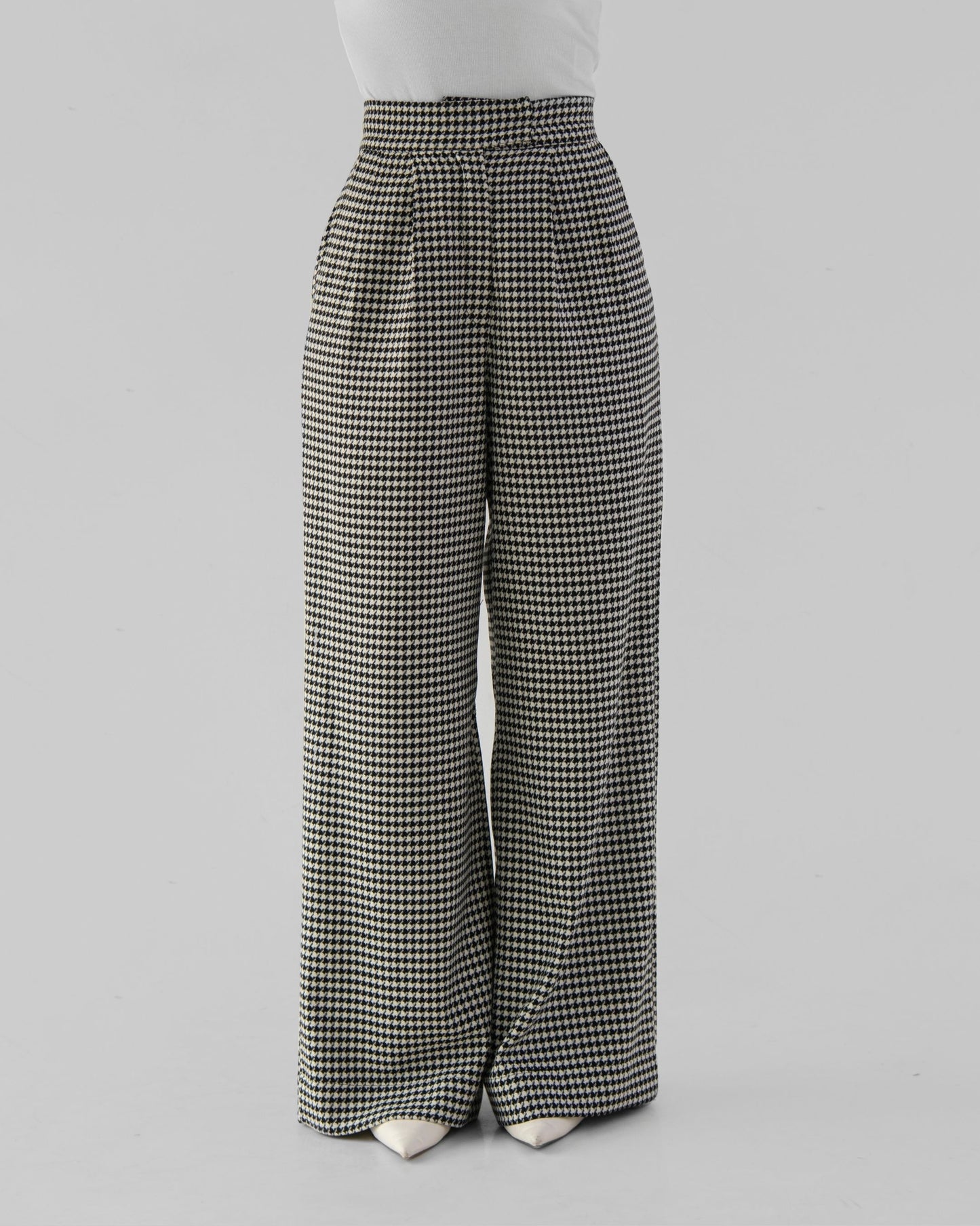 Houndstooth wide trousers