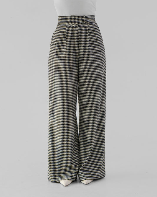 Houndstooth wide trousers