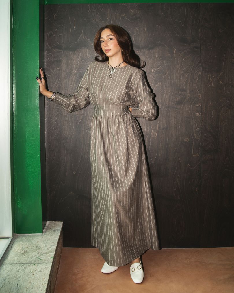 Contoured Charcoal Dress – modest maxi dress by Lam By Layan Jordan