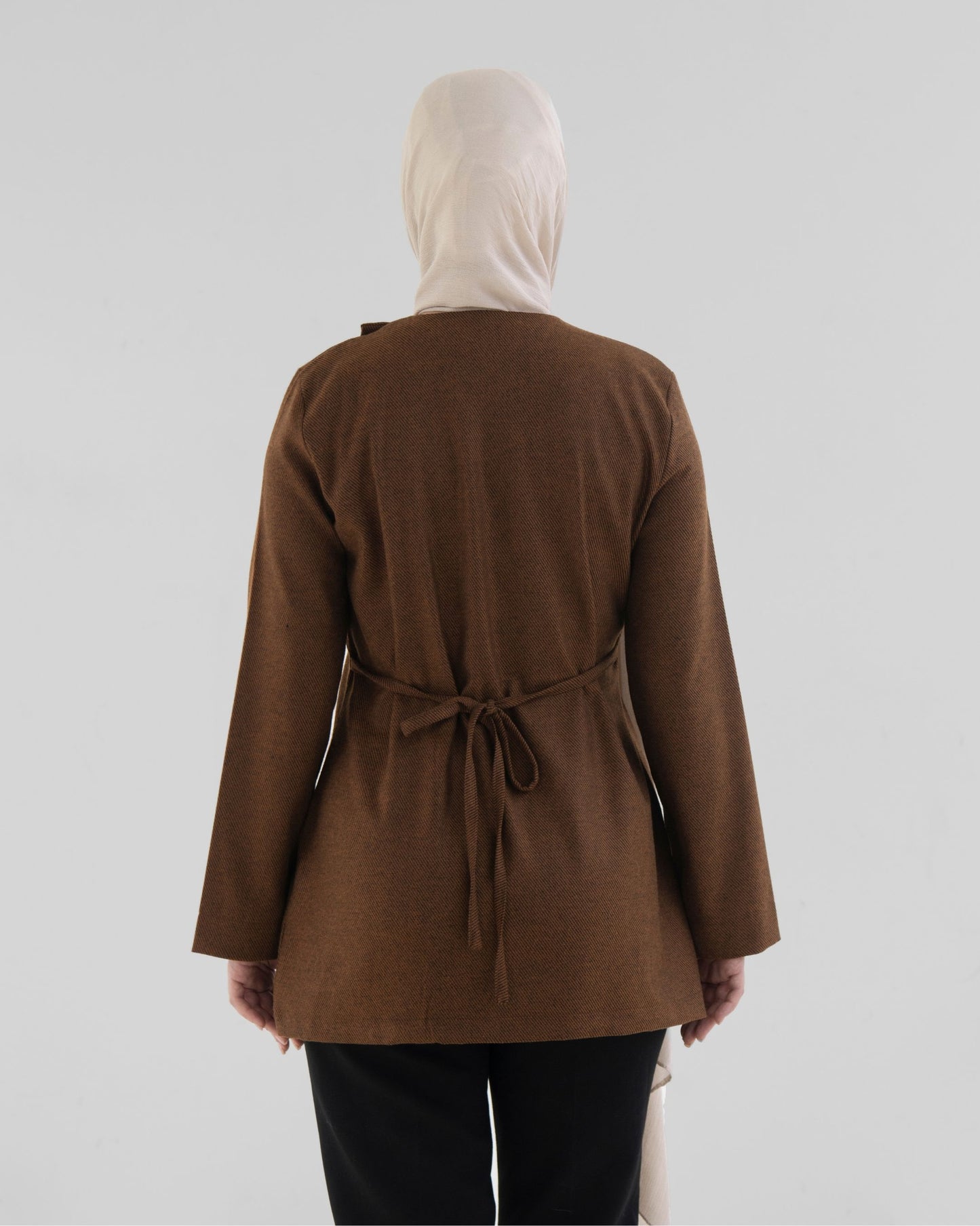 Caramel brown side-button top
