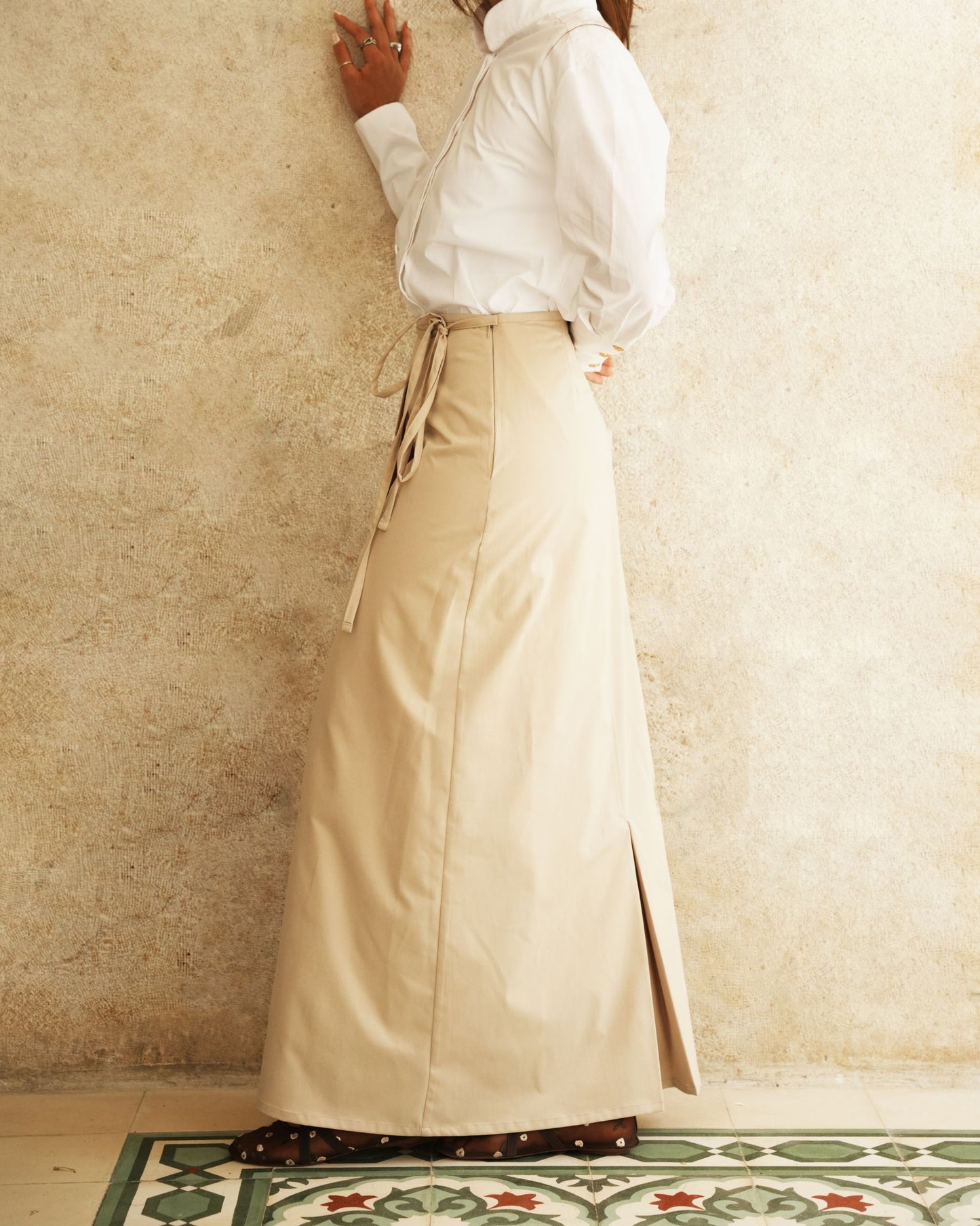 Beige wrap skirt