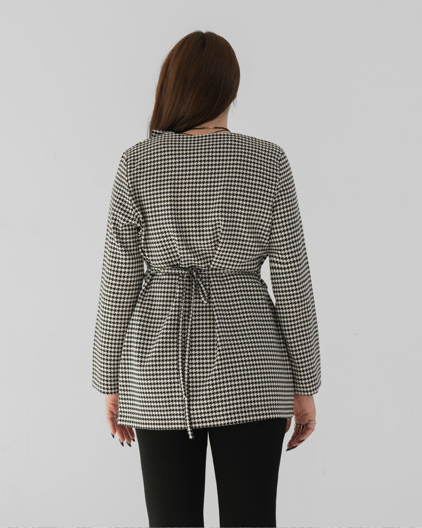 Houndstooth side-button top