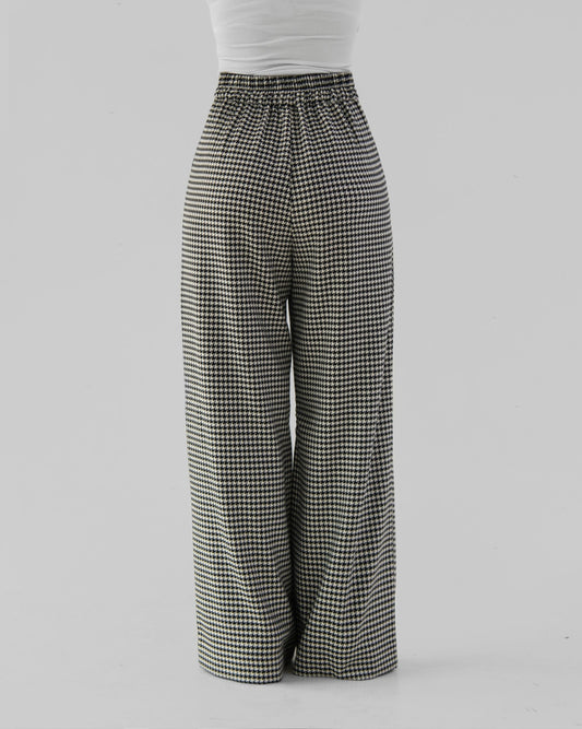 Houndstooth wide trousers