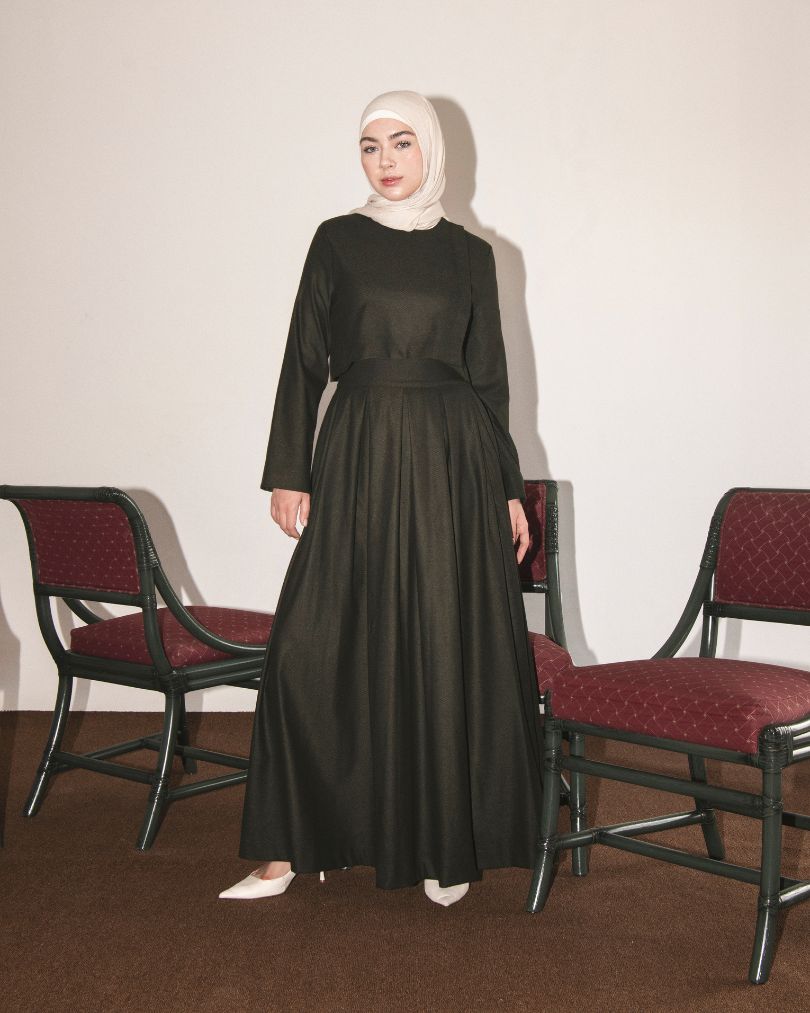 Deep green skirt set