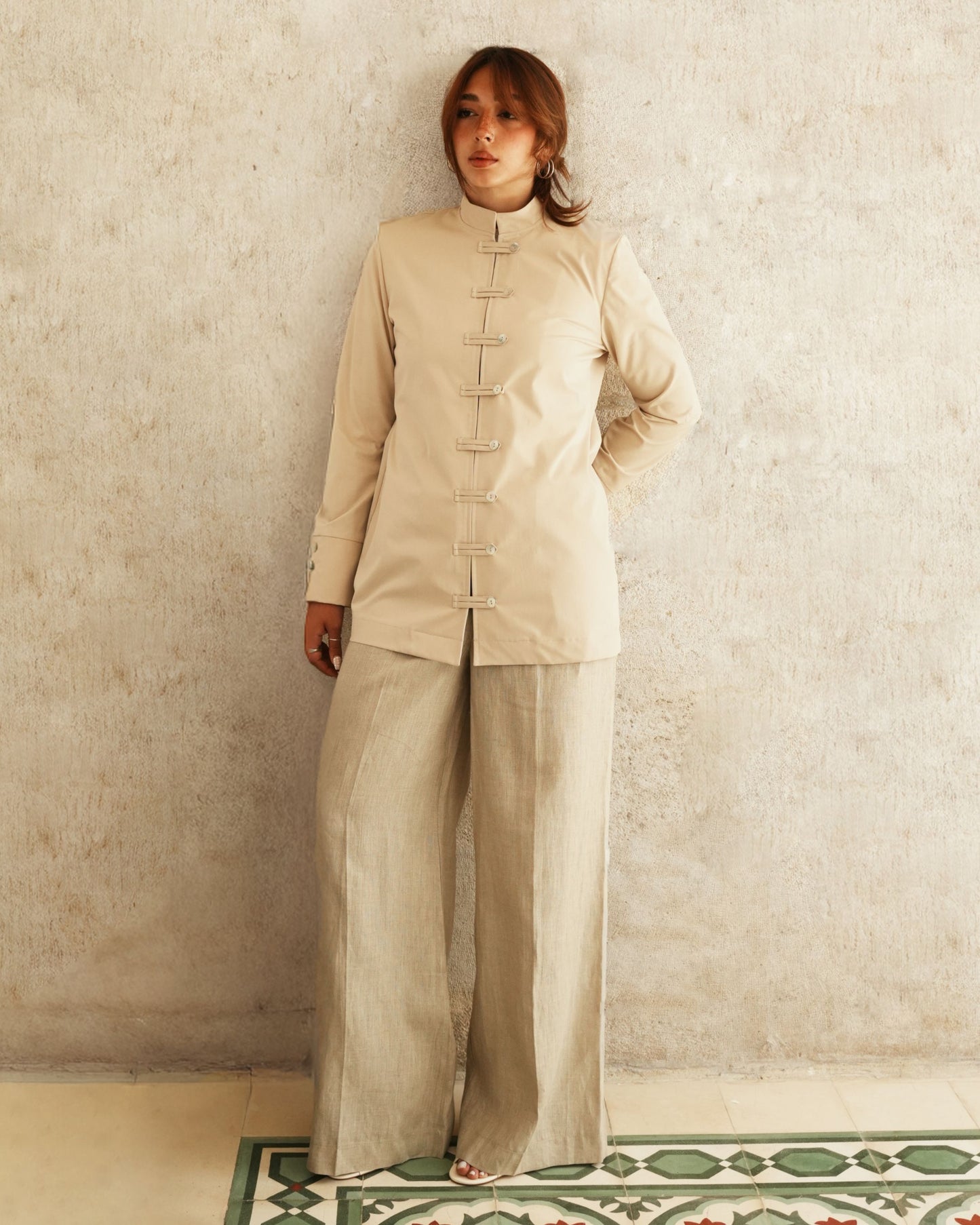 Mandarin beige shirt